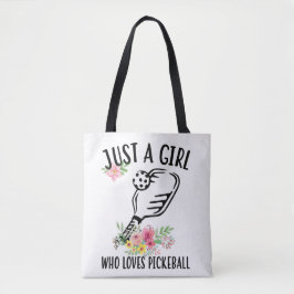 Bolsa Tote Só uma garota que ama o picleball - Pá Floral