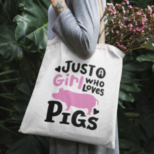 Bolsa Tote "Só uma garota que ama porcos", porco engraçado
