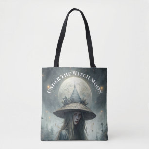 Bolsa Tote Sob a Lua da Bruxa - Bruxa Jovem Gótica