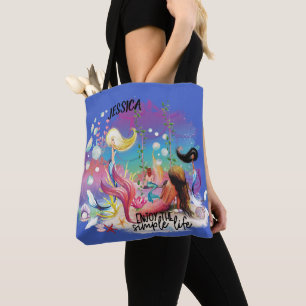 Bolsa Tote Sob O Mar De Turquesa Roxa Do Oceano Sereia