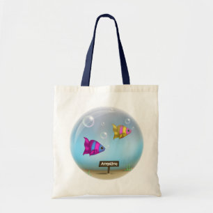 Bolsa Tote Sob o Mar - Design de Bowl de Peixe - Saco de Tote