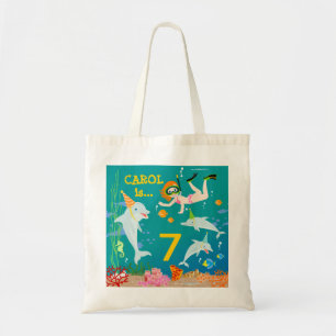 Bolsa Tote Sob o mar golfinhos e Festa de aniversário de meni