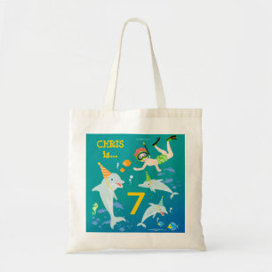 Bolsa Tote Sob o mar golfinhos e festas de aniversário de gar