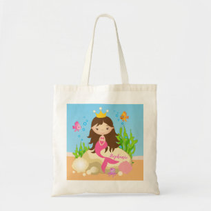 Bolsa Tote Sob o nome personalizado de Sereia de Brunette Cut