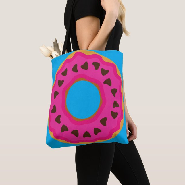 Bolsa Tote Sobremesa,Donut,Donut com Glacê e chocolate,Modern (Close Up)