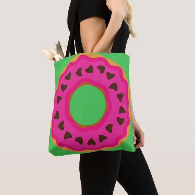 Bolsa Tote Sobremesa,Donut,Donut com Glacê e chocolate,Modern (Close Up)