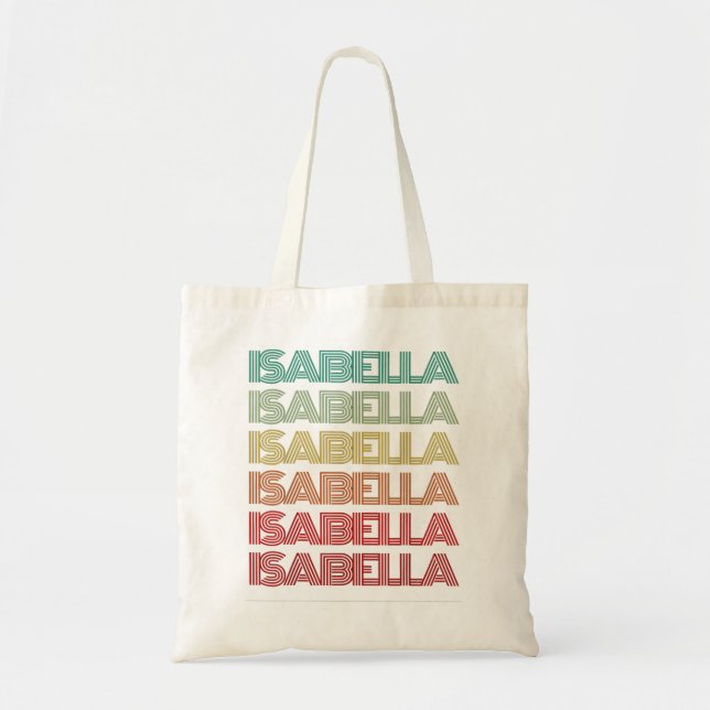 Bolsa Tote Sobrenome ISABELLA Girl Retro Personalised Groovy (Frente)
