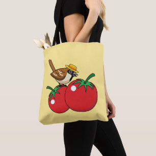 Bolsa Tote Sobreposição Orgânica Comendo Tomate Vermelho