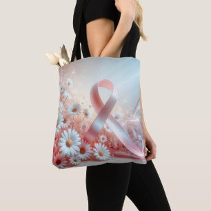 Bolsa Tote Sobrevivência do Câncer da Mama em Fita Rosa