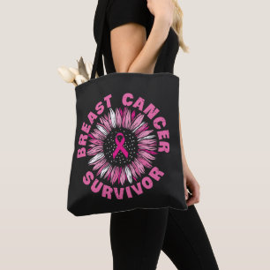 Bolsa Tote Sobrevivência do Câncer da Mama Fita Rosa Girassol