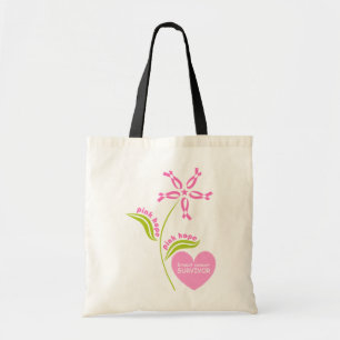 Bolsa Tote Sobrevivente cor-de-rosa da consciência do cancro