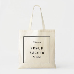 Bolsa Tote Soccer orgulhoso Mãe, preto e branco Saco de Toal