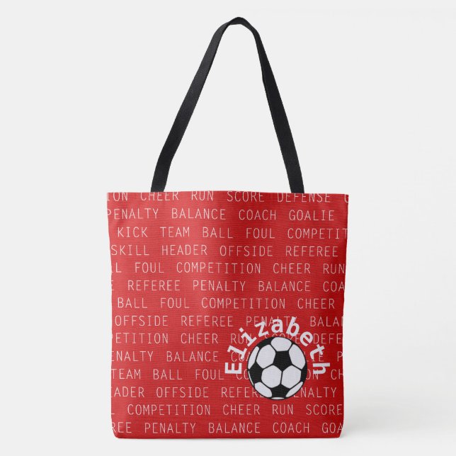 Bolsa Tote Soccer Vermelho Sobre Todos Os Sacos Impressão (Frente)