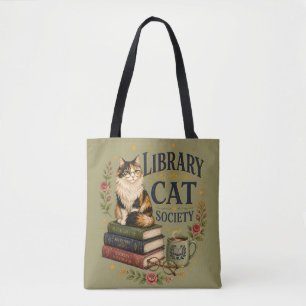 Bolsa Tote Sociedade do Gato da Biblioteca Calico Bibliófilo