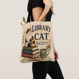 Bolsa Tote Sociedade do Gato da Biblioteca Calico Bibliófilo