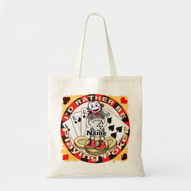 Bolsa Tote Sock Monkey poker (Frente)