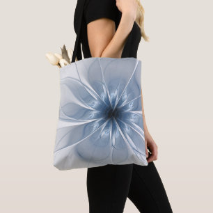 Bolsa Tote Soft and tenderness blue fractal fantasy flower cu