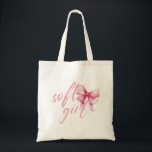 Bolsa Tote Soft Girl Pink Bow – Cute Coquette<br><div class="desc">A stylish pink watercolor bow paired with elegant script text reading “Soft Girl.” This cute and feminine design captures the trendy coquette aesthetic,  perfect for lovers of soft fashion,  girly style,  and delicate pastel vibes.</div>