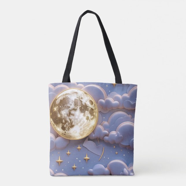 Bolsa Tote Soft Gold Pale Blue Lavender Moon Serenity (Verso)