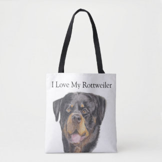 Bolsa Tote Soft Pastels - Beautiful Pirtrait of a Rottweiler 