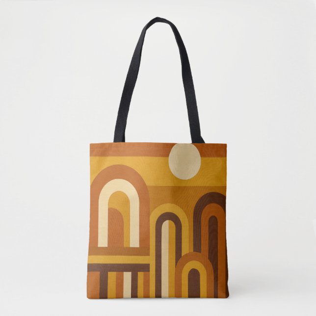 Bolsa Tote Sol & Arcos Design Geométrico Moderno de Meados do (Frente)
