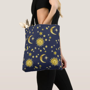 Bolsa Tote Sol, Lua e Estrelas