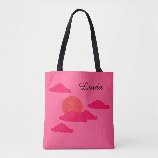 Bolsa Tote Sol Poente Laranja: Fuchsia (Frente)