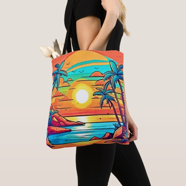 Bolsa Tote Sol tropical: Costa vívida (Close Up)