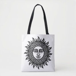 Bolsa Tote Solar Visage Sigil – Black Sun Emblem Tee