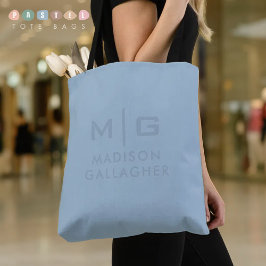 Bolsa Tote Solid Soft Sky Light Pastel Baby Blue Color