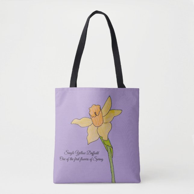 Bolsa Tote Solteiro Amarelo Daffodil Pálido Roxo (Frente)