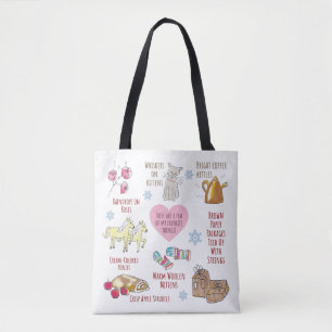Bolsa Tote Som de Música Minhas Coisas Favoritas Ilustradas à