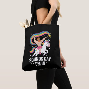 Bolsa Tote Som Gay Estou Em Homem Vestindo Saia Unicórnio LGB