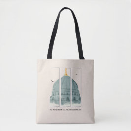 Bolsa Tote Soma Verde de Masjid a-Nabi Watercolor Triptych