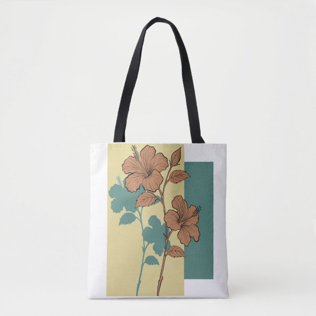Bolsa Tote Sombra de flores douradas (Frente)