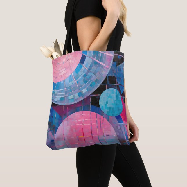 Bolsa Tote Sombras Sutil de Azul e Rosa em Abstrato (Close Up)