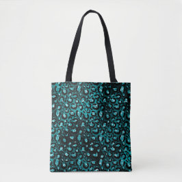 Bolsa Tote Sombreado Verde-azulado & Manchas de Leopardo em B