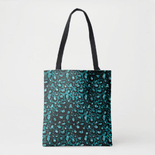 Bolsa Tote Sombreado Verde-azulado & Manchas de Leopardo em B