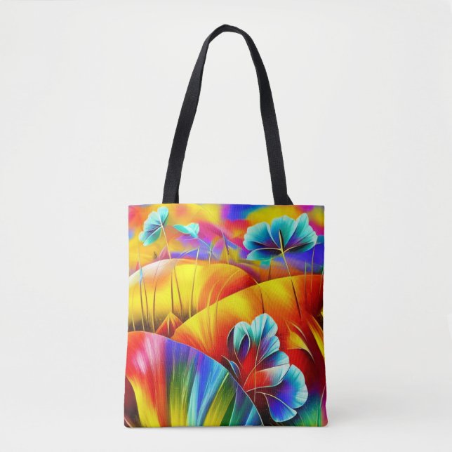 Bolsa Tote Sommerlandschaft in Regenbogenfarben (Frente)
