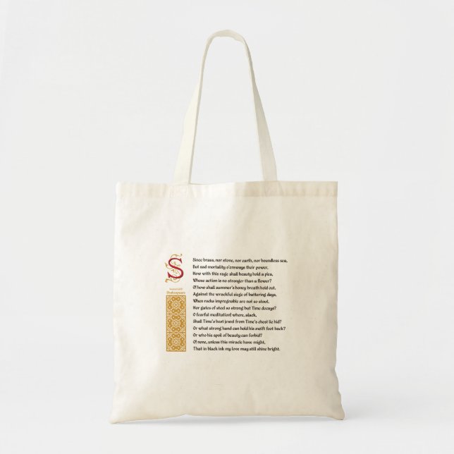 Bolsa Tote Soneto 65 de Shakespeare (LXV) no pergaminho (Frente)