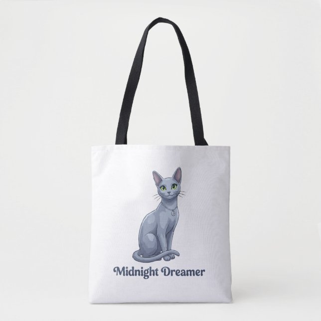 Bolsa Tote Sonhador da Meia-Noite Gato Celestial (Frente)