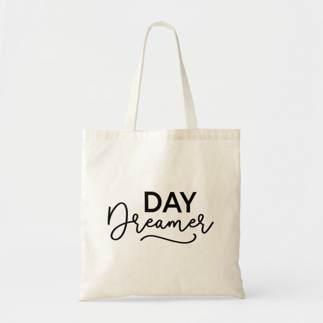 Bolsa Tote Sonhador de Dia de Script Moderno (Frente)