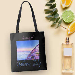 Bolsa Tote Sonhando com o pôr do sol sobre Positano, Itália