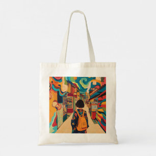 Bolsa Tote Sonho Colorido de Descoberta: Uma Viagem de Aventu