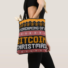 Bolsa Tote Sonho com um padrão de kit Faux CHRISTMAS BITCOIN