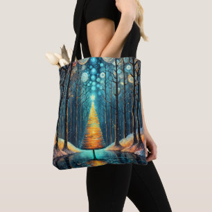 Bolsa Tote Sonho de Férias Iridescente 🎄 Árvore de Natal bri