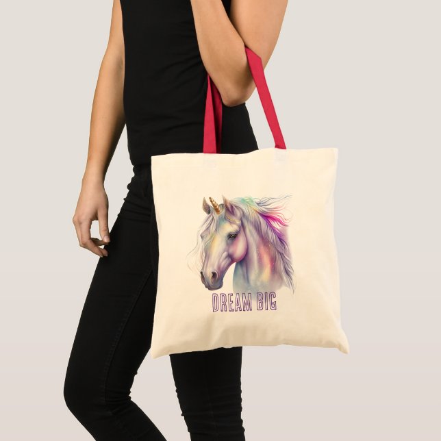 Bolsa Tote Sonho de Unicórnio Roxo (Frente (produto))