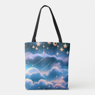 Bolsa Tote Sonho Estético Azul Pastel da Lua