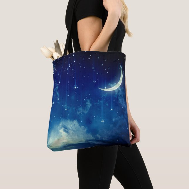 BOLSA TOTE SONHOS AO LUAR | CELESTE PERSONALIZADA (Close Up)