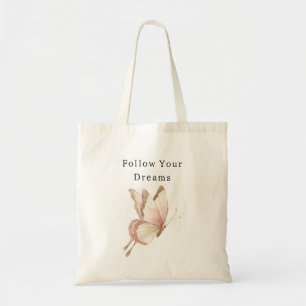 Bolsa Tote Sonhos de Borboleta Rosa Bege Rubor
